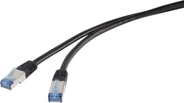 Renkforce RF-4673690 RJ45 Patchkabel CAT 6a S/FTP 5.00m Schwarz UV-Beständig 1St.