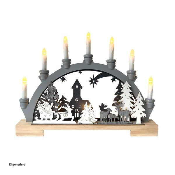 HTI-Living Schwibbogen Grau Weihnachtsschlitten Schwibbogen Grau Weihnachtsschlitten