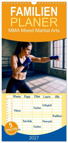 Familienplaner 2027 - MMA Mixed Martial Arts mit 5 Spalten (Wandkalender, 21 x 45 cm) CALVENDO