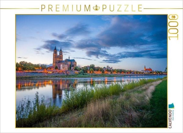 CALVENDO Puzzle Blick über die Elbe zum Magdeburger Dom 1000 Teile Lege-Größe 64x48cm Foto-Puzzle für glückliche Stunden