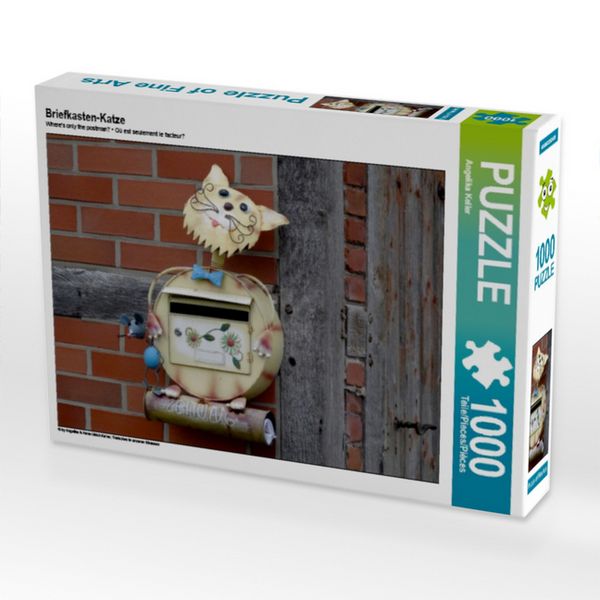 CALVENDO Puzzle Briefkasten-Katze 1000 Teile Lege-Größe 64x48cm Foto-Puzzle für glückliche Stunden