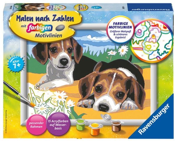 Ravensburger Malen nach Zahlen, Jack Russel Welpen, Malset