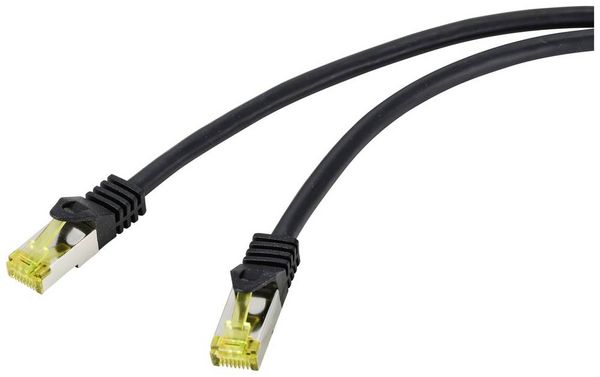 Renkforce RF-4995166 RJ45 Patchkabel CAT 6a (Rohkabel CAT 7) S/FTP 10.00 m Schwarz TPE-Mantel, Flexibel, Flammwidrig 1 St.