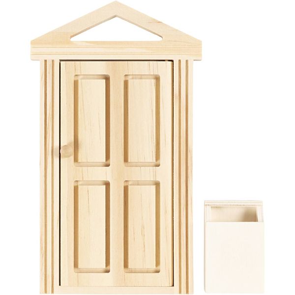 Creativ Company Tür mit Gesims und Briefkasten, H 5,5+18 cm, B 3,5+10,5 cm