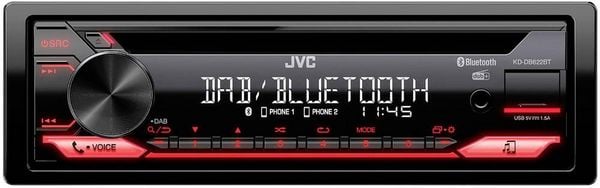 JVC KDDB622BT Autoradio Anschluss für Lenkradfernbedienung, Bluetooth®-Freisprecheinrichtung, DAB+ Tuner