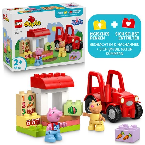 LEGO DUPLO 10468 Peppa Wutz Traktor und Marktstand, Traktor Spielzeug