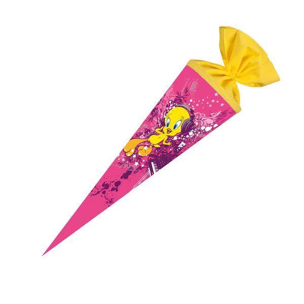 Nestler Schultüte Tweety rund mit Filzverschluss 70cm
