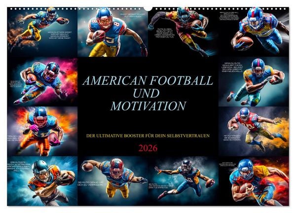 American Football und Motivation (Wandkalender 2026 DIN A2 quer), CALVENDO Monatskalender