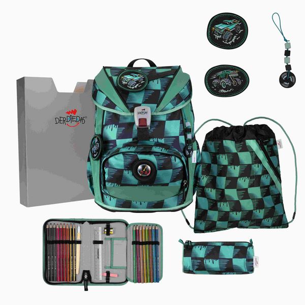 DerDieDas Schulranzen Set ErgoFlex Light Superflash, Schulranzen Set, 5tlg, Super Truck