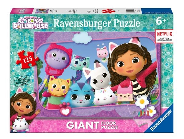 Ravensburger Kinderpuzzle 05728 - Gabby s Puppenhaus: Katzenfreunde – großes Bodenpuzzle mit 125 Puzzleteilen, für Puzzle-Freunde und Gabby-Fans ab 6