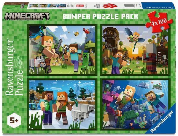 Ravensburger Kinderpuzzle 05716 - Biome erforschen – 4x 100 Teile Puzzle in einer Box, für Puzzle-Freunde und Minecraft-Fans ab 5 Jahren