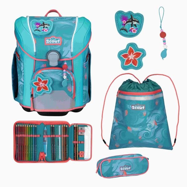 Scout Schulranzen Set Micro Safety Light, Schulranzen Set, 4tlg, Aloha