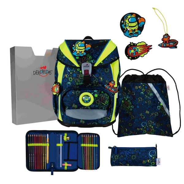 DerDieDas Schulranzen Set ErgoFlex Light, Schulranzen Set, 5tlg, Neon Crazy