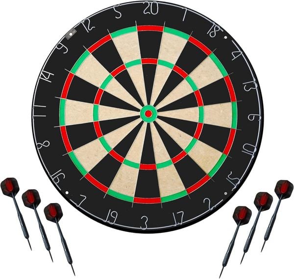 Karella 855003 - Dartboard Bullout Set inkl. 2 Set Darts, Bristle Steel Dartboard, 45 cm