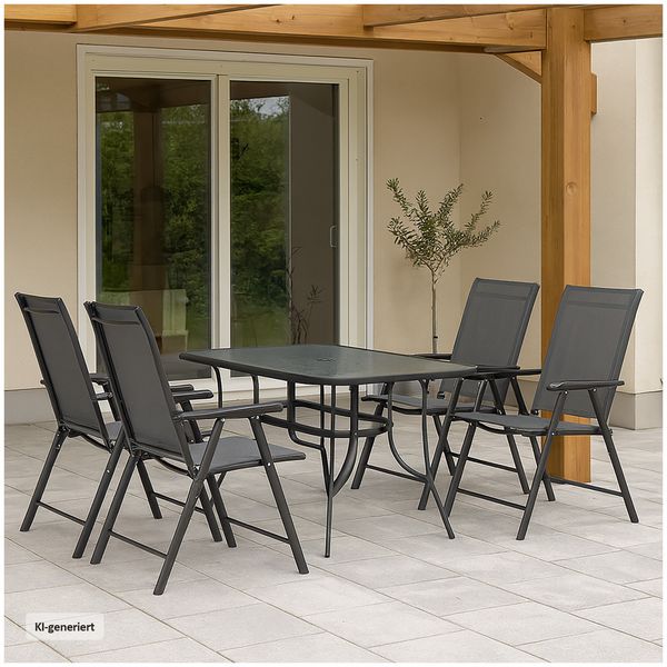 HTI-Living HTI-Living 4er Set moderner Gartenstühle mit 5-fach verstellbarer Rückenlehne