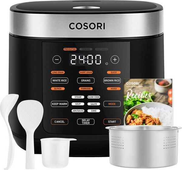 Cosori Multi-Cooker Chef Edition Reiskocher Schwarz, Silber Timerfunktion, Reiskochfunktion 970 W