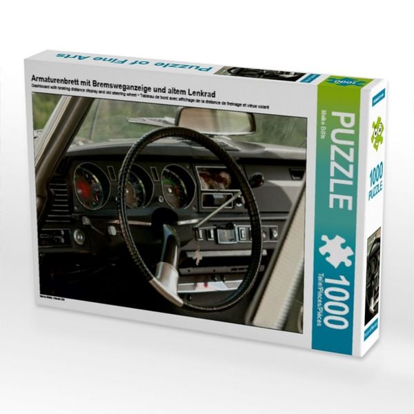 CALVENDO Puzzle Armaturenbrett mit Bremsweganzeige und altem Lenkrad 1000 Teile Lege-Größe 64x48cm Foto-Puzzle für glückliche Stunden