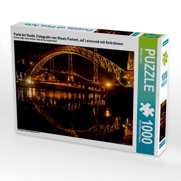 CALVENDO Puzzle Porto bei Nacht, Fotografie von Nicola Furkert, auf Leinwand mit Keilrahmen 1000 Teile Lege-Größe 64x48cm Foto-Puzzle für glückliche Stunden