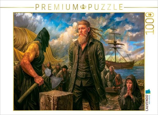 CALVENDO Puzzle Klaus Störtebeker beim Urteil - Dramatische Piratenszene Puzzle 1000 Teile Lege-Größe 64x48cm Foto-Puzzle für glückliche Stunden