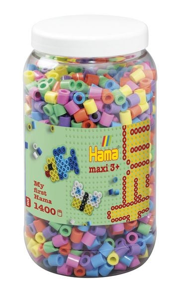 Hama 8541 - My first Hama Bügelperlen Maxi 3+, Dose mit ca. 1400 Stück, Pastell-Mix
