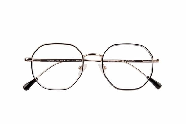 Lesebrille YOKO, schwarz-gold, +1.00 dpt mit Etui