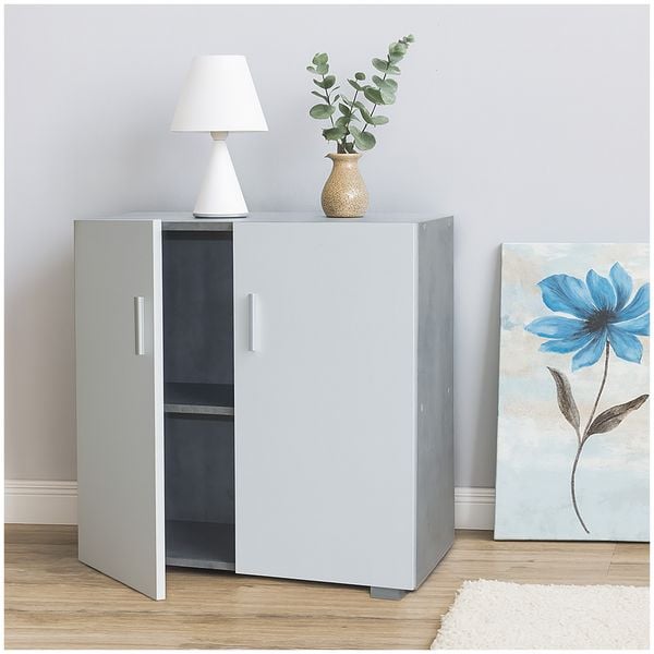 HTI-Living Kommode 2türig Thekla 6077 Beton Weiß Kommode 2türig Thekla 6077 Beton Weiß