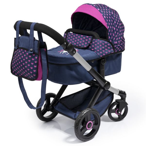 Puppenwagen Xeo Einhorn blau 65x37x74cm