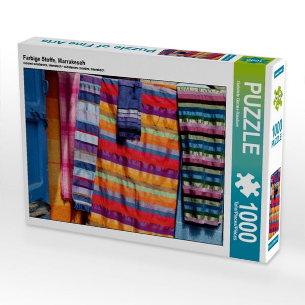 CALVENDO Puzzle Farbige Stoffe, Marrakesch 1000 Teile Puzzle quer 1000 Teile Lege-Größe 64 × 48 cm Foto-Puzzle für glückliche Stunden