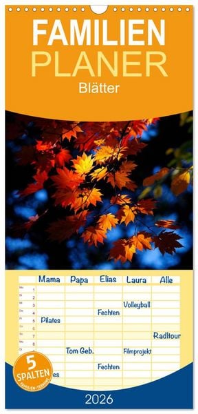 Familienplaner 2026 - Blätter mit 5 Spalten (Wandkalender, 21 x 45 cm) CALVENDO