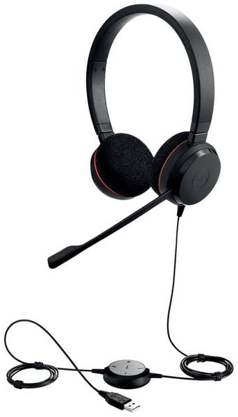 Jabra Evolve 20 On Ear Headset kabelgebunden Stereo Schwarz Mikrofon-Rauschunterdrückung Headset, Lautstärkeregelung Computer