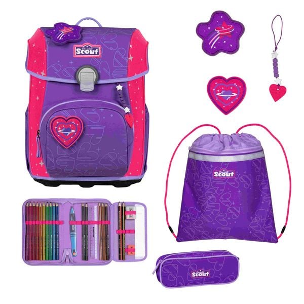 Scout Schulranzen Set Neo Superflash Extreme, Schulranzen Set, 4tlg, Heartbeat