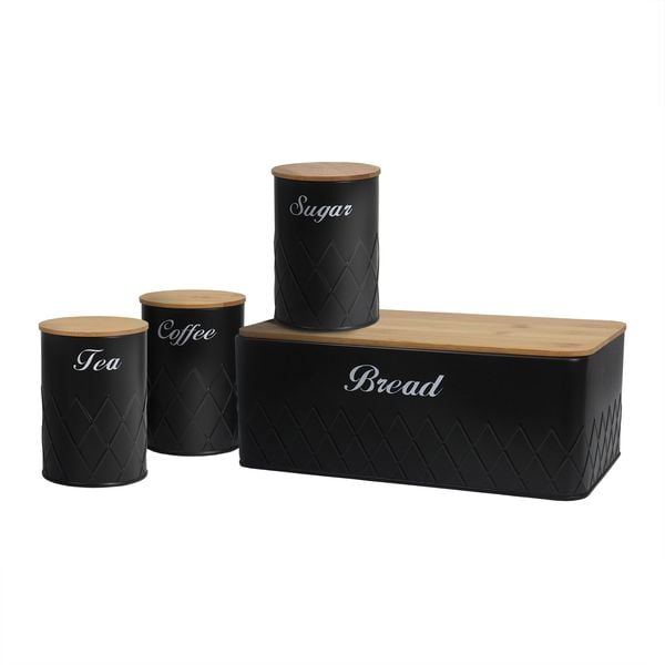 Neuetischkultur Brotkasten Vorratsdosen 4er-Set Schwarz