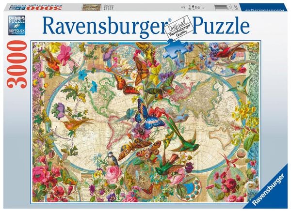 Puzzle Ravensburger Weltkarte mit Schmetterlingen 3000 Teile