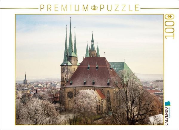 CALVENDO Puzzle Erfurt. Severi-Kirche und Dom St. Marien. 1000 Teile Lege-Größe 64x48cm Foto-Puzzle für glückliche Stunden