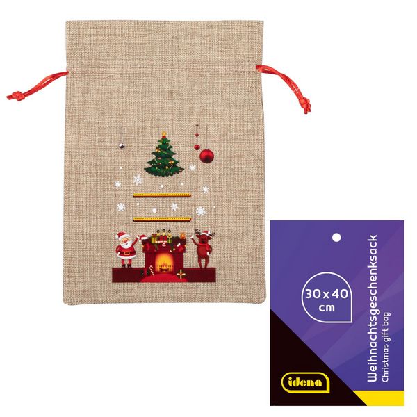 Idena Weihnachtsgeschenksack Tannenbaum Kamin 30x40cm