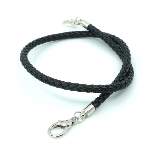 Maskenhalter Kunstleder Schwarz/Silber