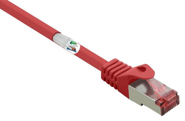 Renkforce RF-5372564 RJ45 Patchkabel CAT 6 S/FTP 10.00 m Rot mit Rastnasenschutz, vergoldete Steckkontakte, Flammwidrig 1 St.