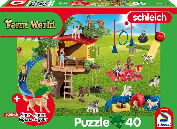 SCHLEICH Farm World, Fröhliche Hunde, 40 Teile, mit Add-on (eine Original Figur)