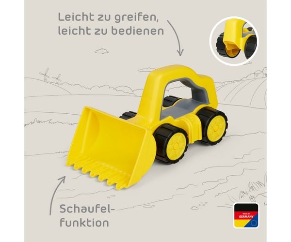 BIG 800054850 - BIG Power Worker Griffy Bagger, gelb, L:25cm, Baustellenfahrzeug, Sandspielzeug