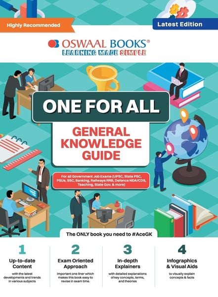 Oswaal One for all GK Guide English Medium (Latest Edition) For All Government Job Exams (UPSC, State PSC, PSUs, SSC, Banking, Railways RRB, Defence N