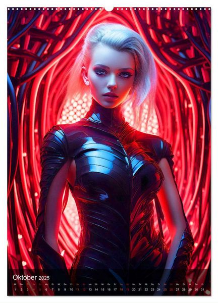 Lack, Leder und Neonlicht - Verführerische Reize der Fetisch-Göttinnen (hochwertiger Premium Wandkalender 2025 DIN A2 hoch), Kunstdruck in Hochglanz
