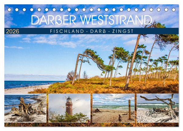 Darßer Weststrand - Fischland Darß Zingst (Tischkalender 2026 DIN A5 quer), CALVENDO Monatskalender