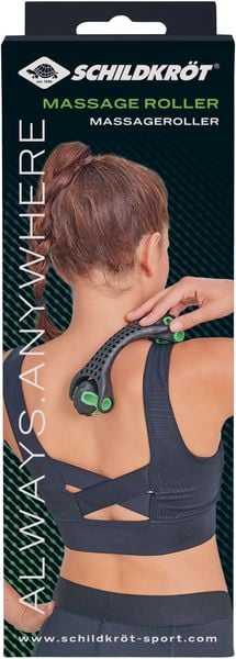 Schildkröt 960150 - Fitness Massage Roller, Selbstmassage Roller, Körpermassageroller, Faszienroller, schwarz-grün, 2 Noppen-Rollen Ø 55mm,