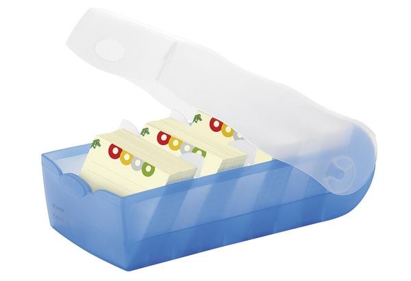 Bürobedarf, Karteibox Croco A 7 quer (blau/transparent)