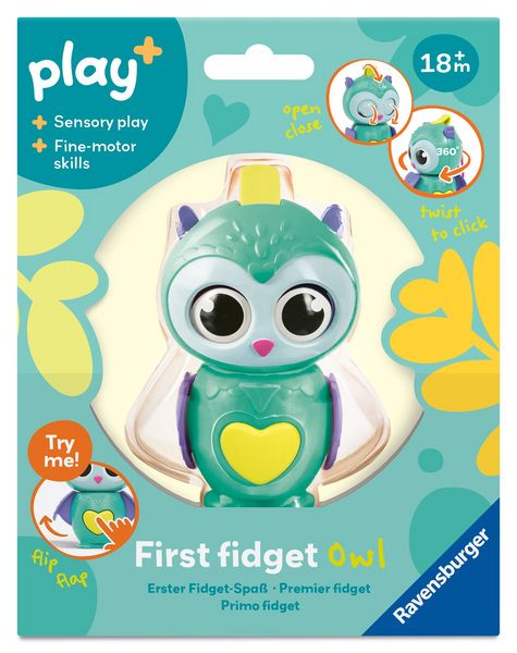 Ravensburger 12034150 Play+ First Fidget Owl – Fidget Toy Baby, Drehen & Drücken, Klick-Klack-Sound, Sensorik-Spielzeug, Anti-Stress-Spielzeug, Geschenk ab 18 Monaten