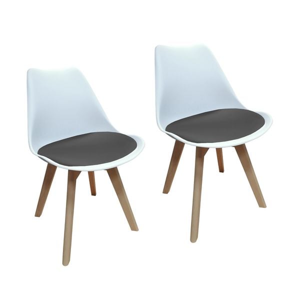 HTI-Living Stuhl Atlanta Weiß/Velvet Grau 2er-Set Stuhl Atlanta Weiß/Velvet Grau 2er-Set