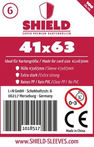 Shield Sleeves 1018517 - Shield 6, 100 Super Premium Kartenhüllen für Kartengröße 41 x 63 mm, Spielkarten-Schutzhüllen