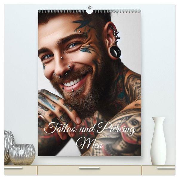 Tattoo und Piercing Men (hochwertiger Premium Wandkalender 2026 DIN A2 hoch), Kunstdruck in Hochglanz
