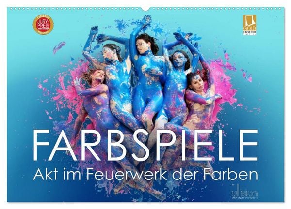 FARBSPIELE - Akt im Feuerwerk der Farben (Wandkalender 2026 DIN A2 quer), CALVENDO Monatskalender
