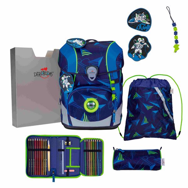 DerDieDas Schulranzen Set ErgoFlex Tiny LED, Schulranzen Set, 5tlg, Moon Mission